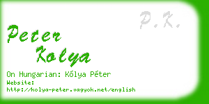 peter kolya business card